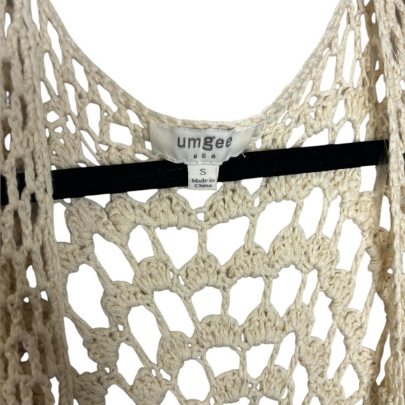 Umgee Crochet Knit Open Front Long Line Cardigan Kimono Size Small Ombré - Picture 4 of 8